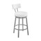 Armen Living Dalza Swivel Bar Stool in Cloud Finish with White Faux Leather 840254333574 - alternate 1